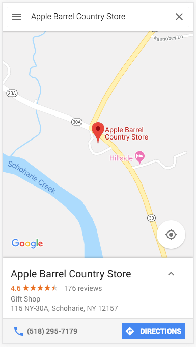 apple barrel on google maps